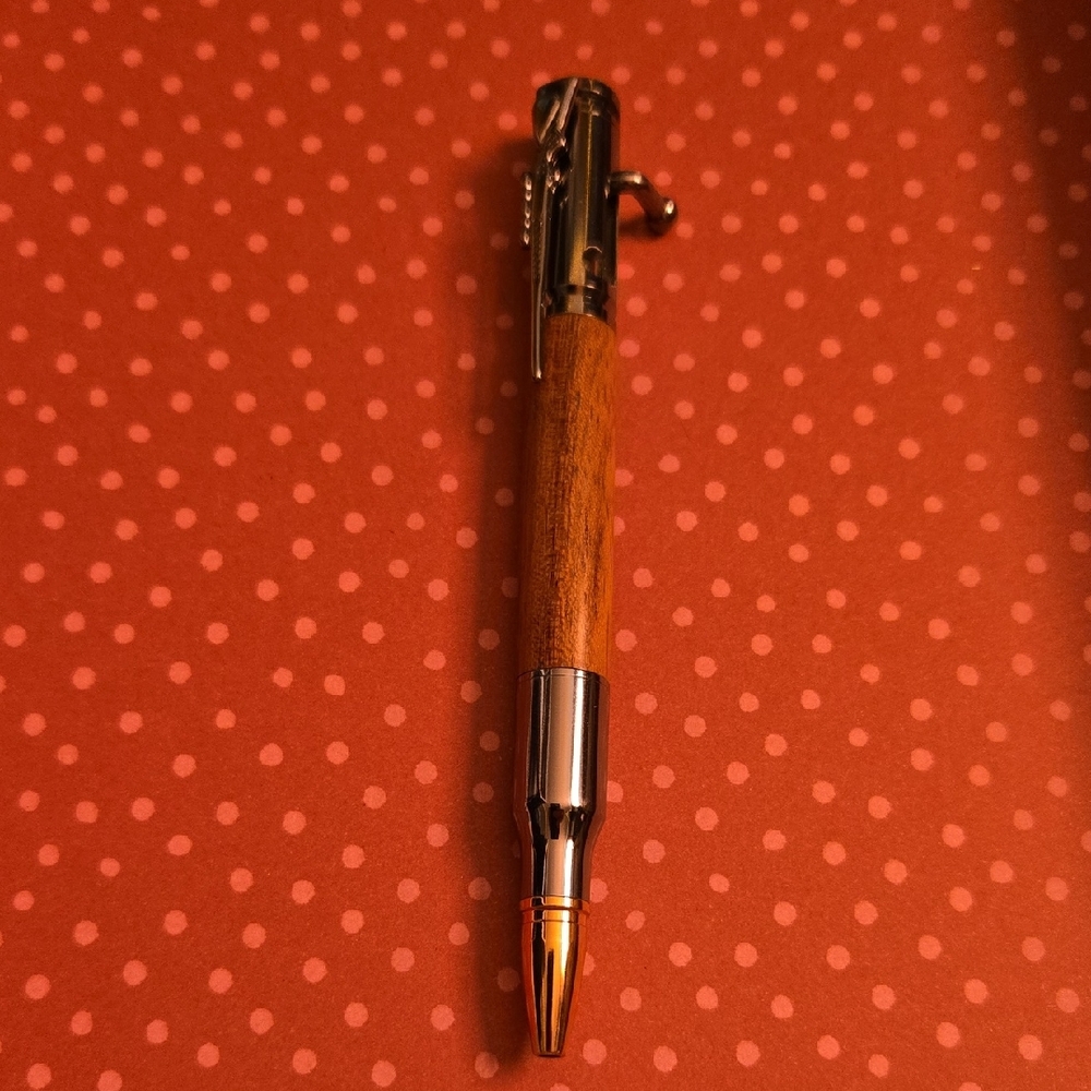 Elegant Wooden Ballpoint Pen with Silver Accents